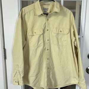LL Bean Men's Traditional Fit Button Down Shirt Large Yellow Cotton Outdoor